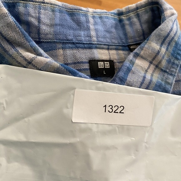 Uniqlo Shirt Mens Large Blue Plaid Button Down Long Sleeve Cotton Casual Pockets - Picture 10 of 10